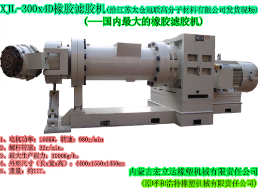 XJL-300X4D橡膠濾膠機（國內最大濾膠機）